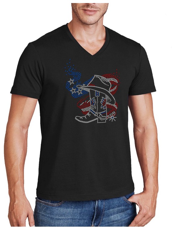 American boot - Man tee shirt  V neck