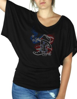 Amercian boot  - Butterfly sleeves lady T-shirt