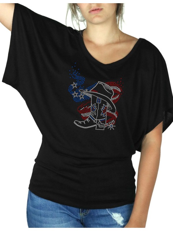 Amercian boot  - Butterfly sleeves lady T-shirt