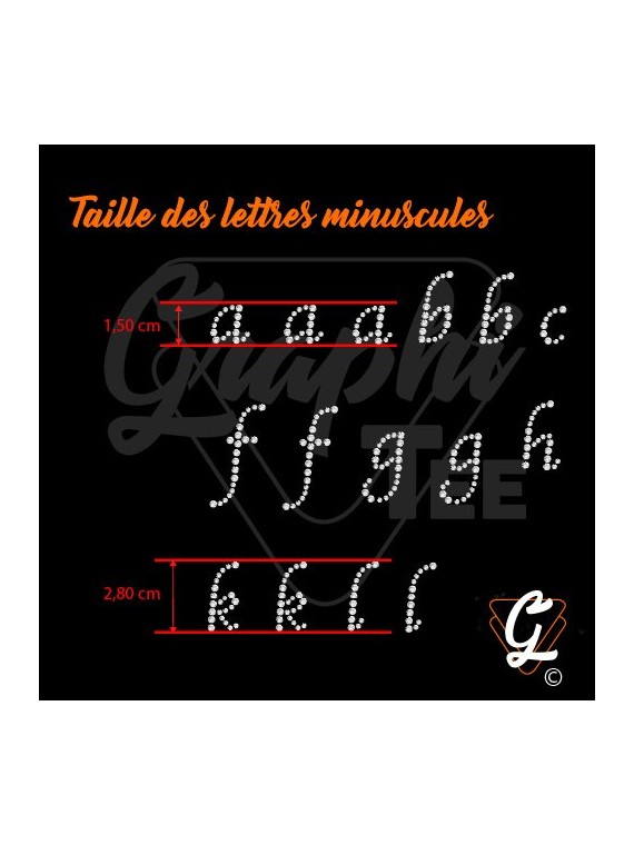 Transferts strass thermocollant letters de l'alphabetet