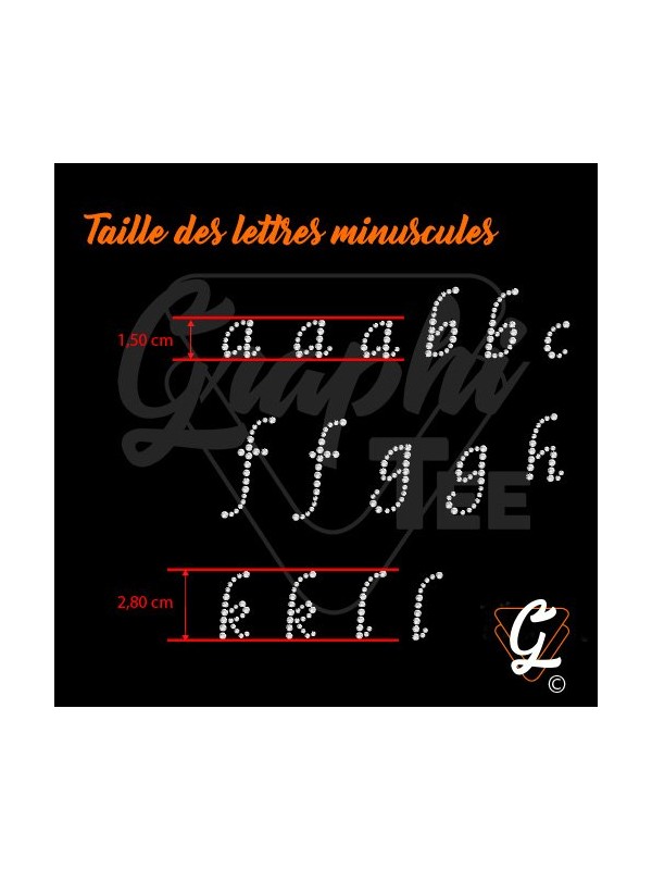 Transferts strass thermocollant letters de l'alphabetet