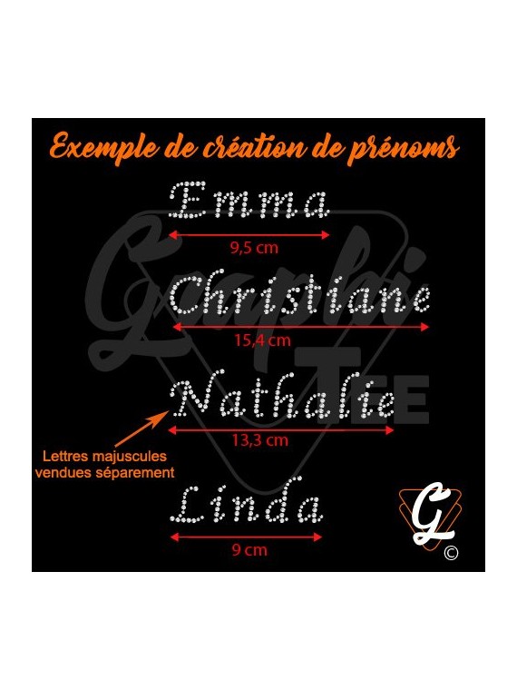 Transferts strass thermocollant letters de l'alphabetet