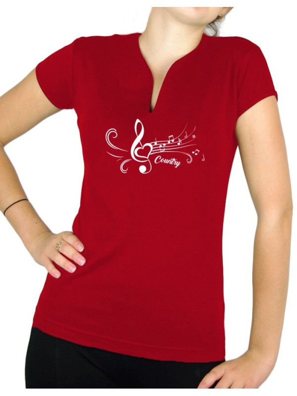 White treble clef- Lady V neck