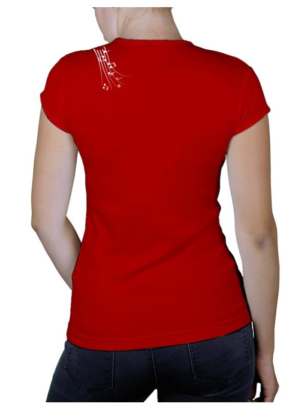 White treble clef- Lady V neck