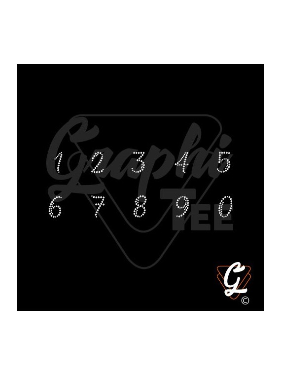 Iron-on transfer of rhinestone number board