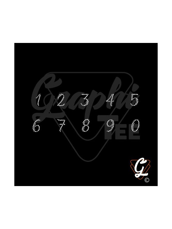 Iron-on transfer of rhinestone number board