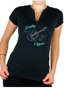 Guitare arabesque - T-shirt femme Col V