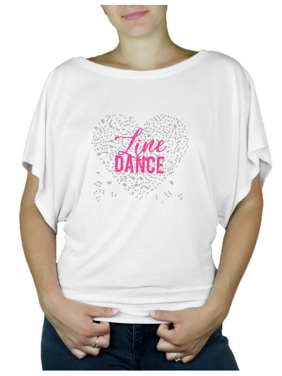 LINE Dance Music Heart - Women's Butterfly Sleeve T-Shirt