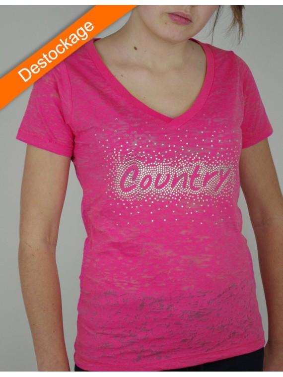 COUNTRY Rhinestone - burn out pink