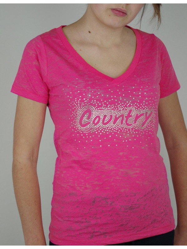 COUNTRY Rhinestone - burn out pink