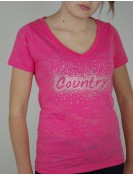 COUNTRY Rhinestone - burn out pink