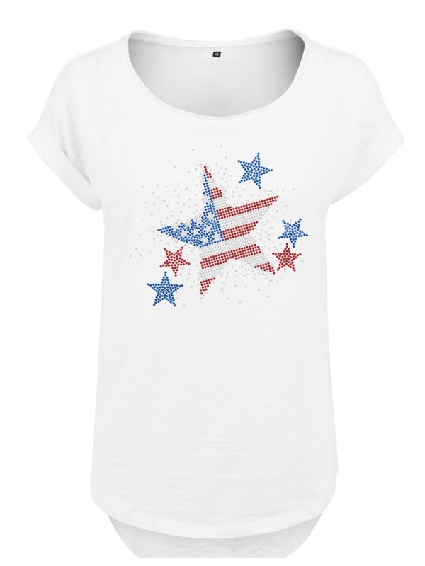Rhinestone USA- Lady tee shirt Slub tee
