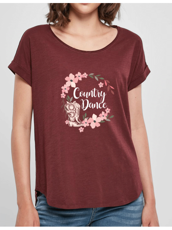 Couronne de Fleurs LIne dance - T-shirt femme SLUB TEE bordeaux