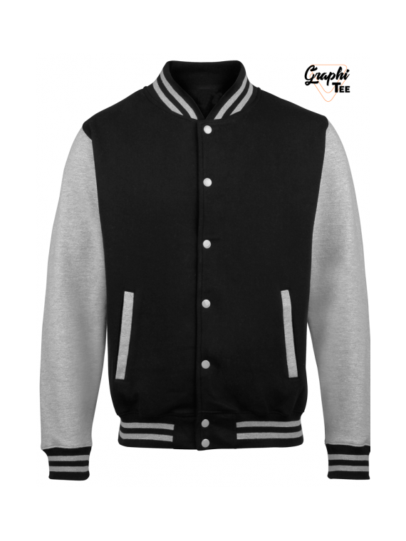 Veste varsity teddy manches grise