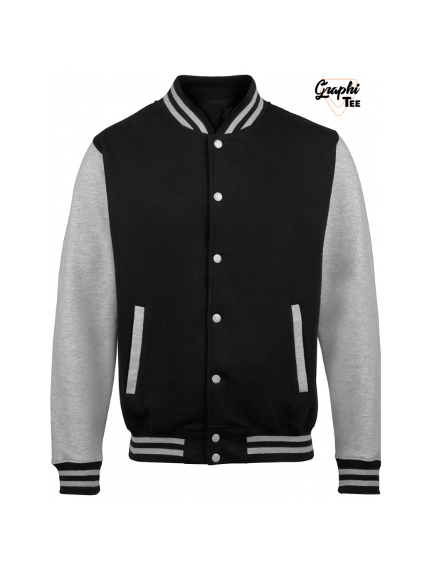 Veste varsity teddy manches grise