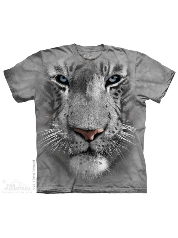 White tiger big face t-shirt the mountain
