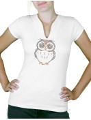Rhinestone Owl - Women's V-Neck T-shirt