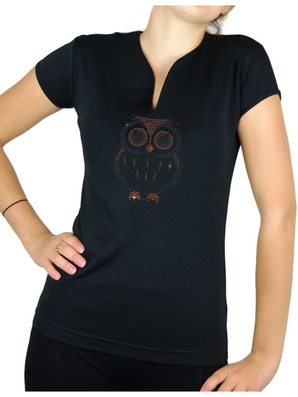 Rhinestone Owl - Women's V-Neck T-shirt