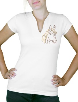 tete de poney  - T-shirt femme Col V