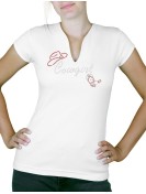 Cowgirl strass - T-shirt femme Col V ROUGE