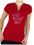 Bottes sous chapeau  - T-shirt femme Col V