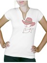 Femme chapeau strass - T-shirt femme Col V