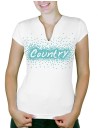 Country éclaté - T-shirt femme Col V