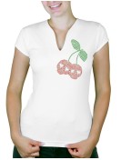 Cerises tête de mort - T-shirt femme Col V