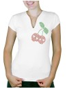Cerises tête de mort - T-shirt femme Col V