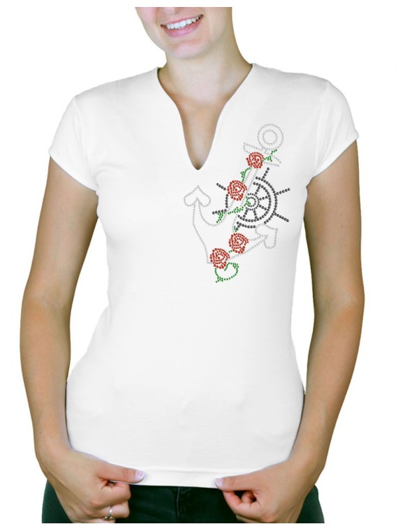 Navy anchor - Women's V-neck T-shirt