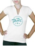 Macaron line dance épuré - T-shirt femme Col V