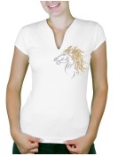 Cheval ébouriffé - T-shirt femme Col V