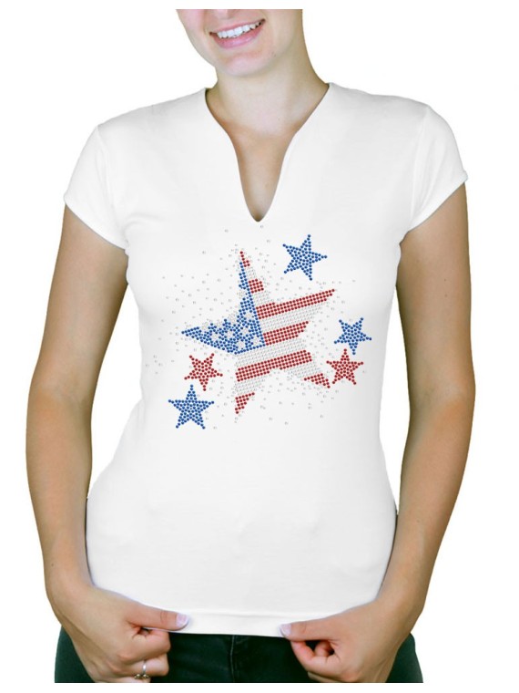 Etoile USA - T-shirt femme Col V