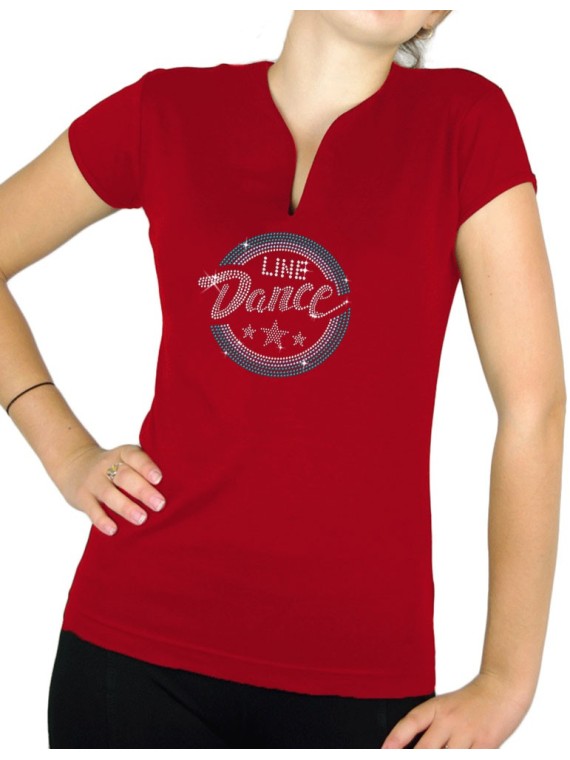 Macaron line dance - T-shirt femme Col V