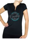Macaron Country Turquoise - T-shirt femme Col V