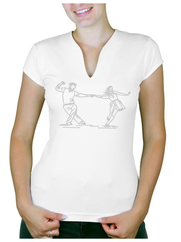 Danseurs Lindy hop - T-shirt femme Col V