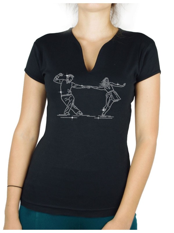 Danseurs Lindy hop - T-shirt femme Col V