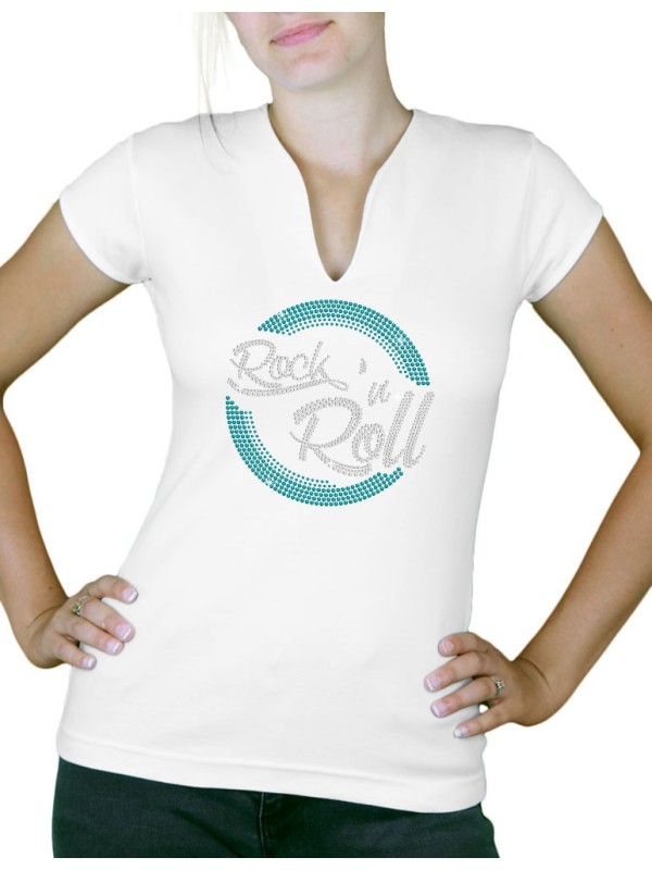 Macaron Rock'n Roll - T-shirt femme Col V