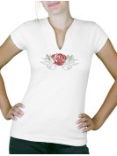 Hirondelles Roses - T-shirt femme Col V