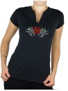 Hirondelles Roses - T-shirt femme Col V