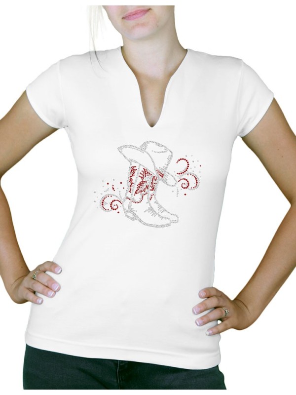 Bottes & arabesques - T-shirt femme Col V