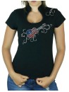 Guitare USA - T-shirt femme Col Omega