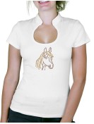 Poney Strass - T-shirt femme Col Omega