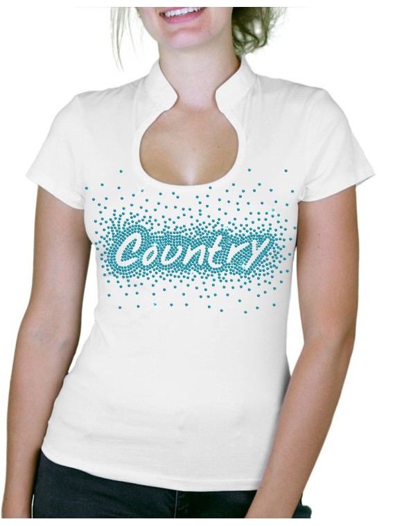 Country éclaté - T-shirt femme Col Omega