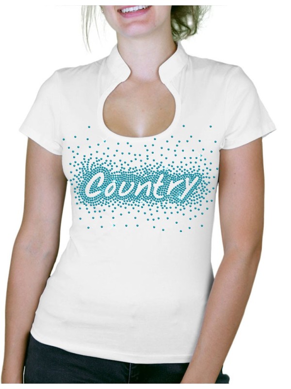 Country éclaté - T-shirt femme Col Omega