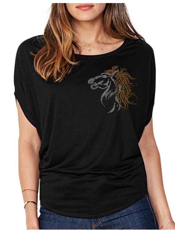 Cheval ébouriffé - T-shirt femme Manches Chauve Souris