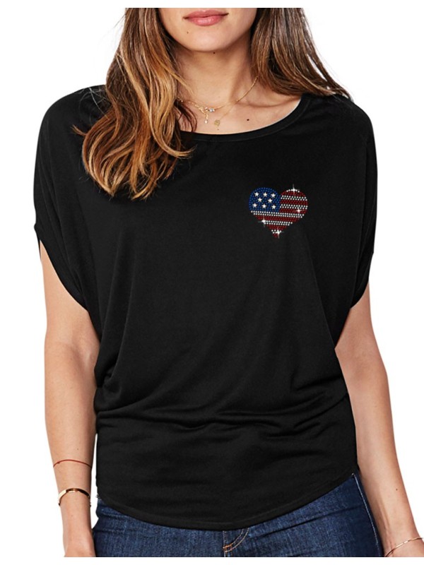 Petit Coeur USA - T-shirt femme Manches Chauve Souris