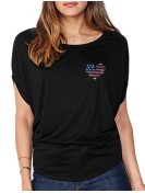 Petit COeur USA - T-shirt femme Manches Chauve Souris