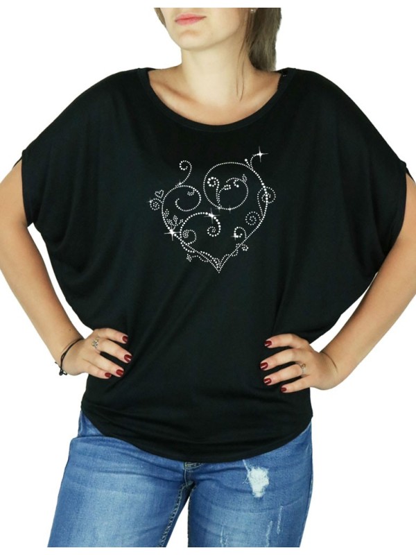 Coeur Arabesques - T-shirt femme Manches Chauve Souris