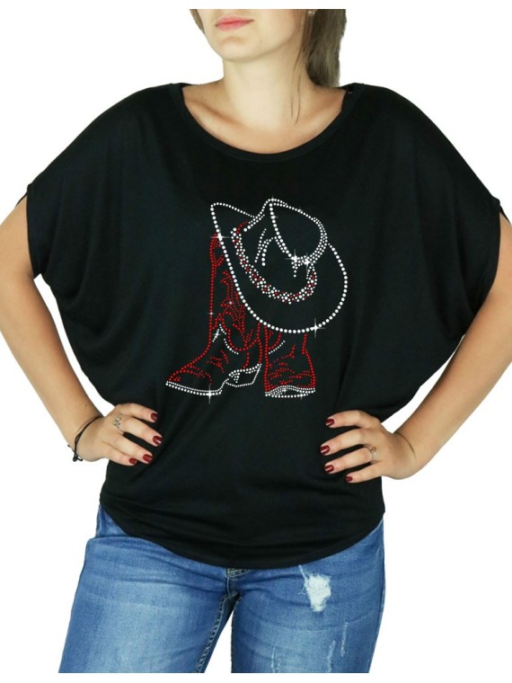 Santiags & Chapeau - T-shirt femme Manches Chauve Souris